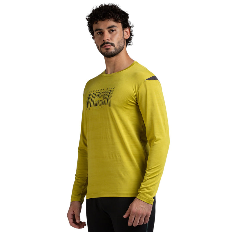 Full Sleeves T-Shirt for Men in Lime Green - Perfect for Fitness and Workout[LS9100106HXC-Lime Green]