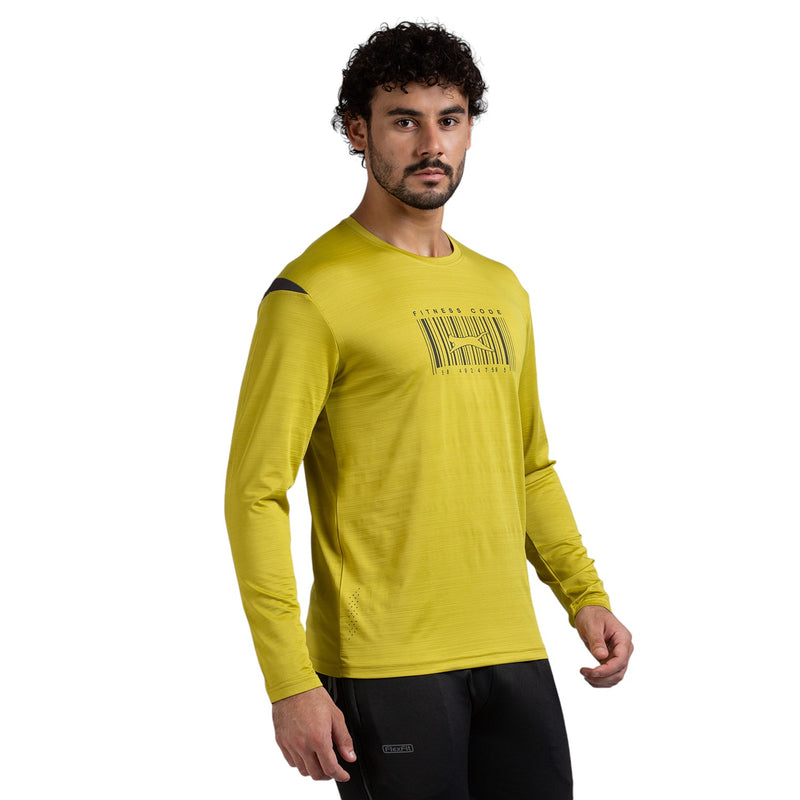 Full Sleeves T-Shirt for Men in Lime Green - Perfect for Fitness and Workout[LS9100106HXC-Lime Green]