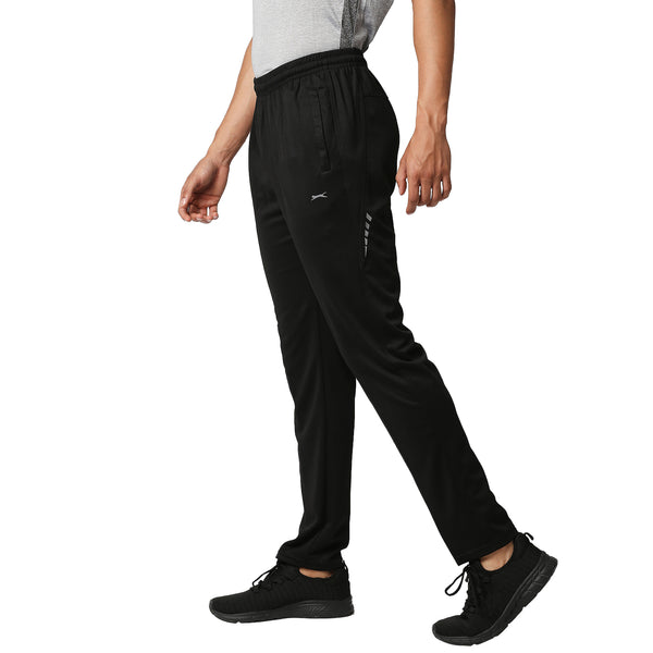 Male Men Black Large Polyester Track Pant Solid